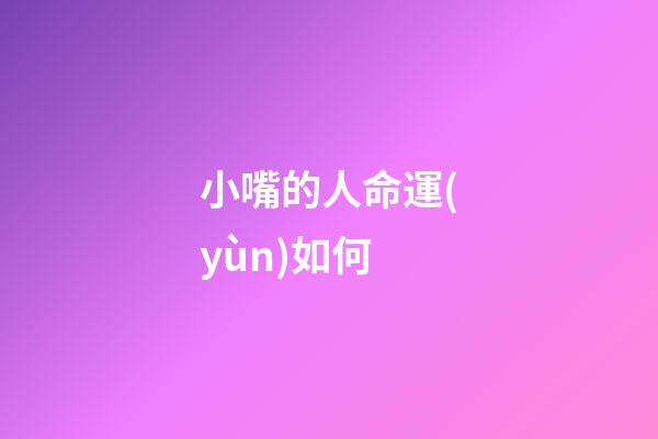 小嘴的人命運(yùn)如何