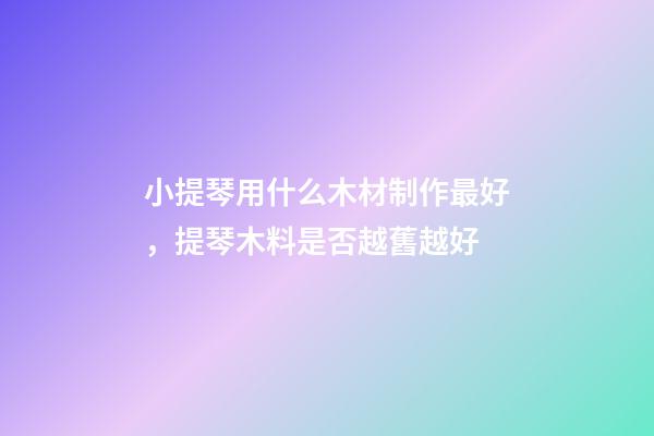 小提琴用什么木材制作最好，提琴木料是否越舊越好-第1張-觀點-玄機派