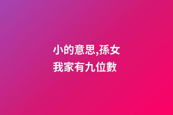 小的意思,孫女我家有九位數-第1張-觀點-玄機派