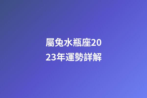 屬兔水瓶座2023年運勢詳解-第1張-星座運勢-玄機派