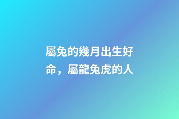 屬兔的幾月出生好命，屬龍兔虎的人