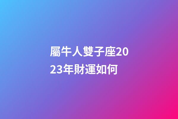 屬牛人雙子座2023年財運如何-第1張-星座運勢-玄機派
