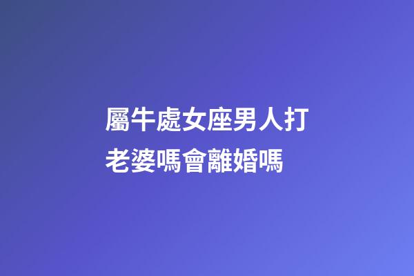 屬牛處女座男人打老婆嗎會離婚嗎-第1張-星座運勢-玄機派