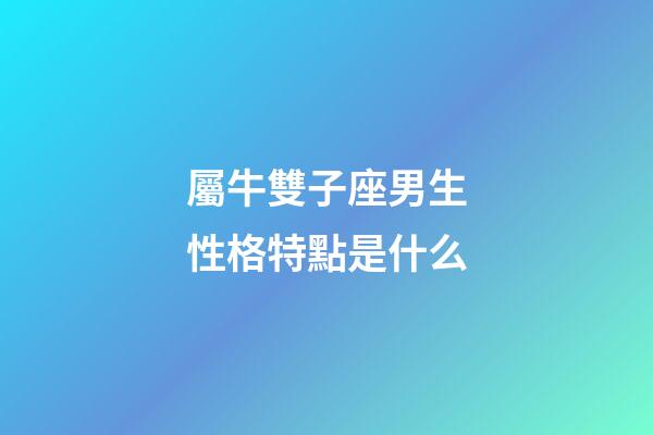屬牛雙子座男生性格特點是什么-第1張-星座運勢-玄機派