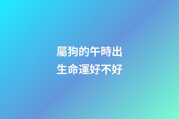 屬狗的午時出生命運好不好