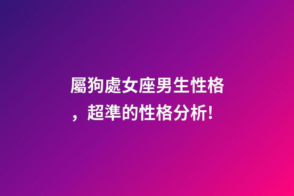 屬狗處女座男生性格，超準的性格分析!-第1張-觀點-玄機派