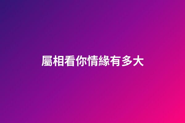 屬相看你情緣有多大