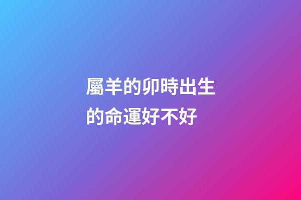 屬羊的卯時出生的命運好不好