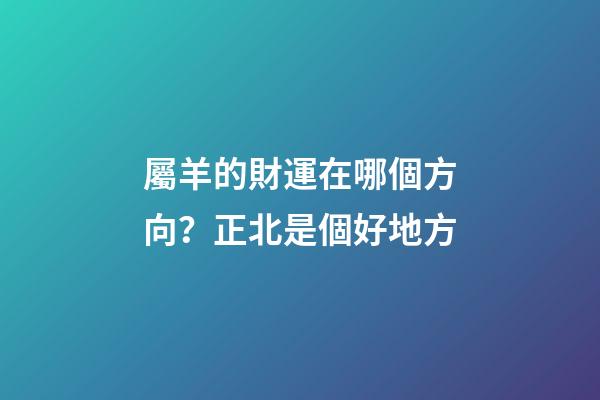 屬羊的財運在哪個方向？正北是個好地方