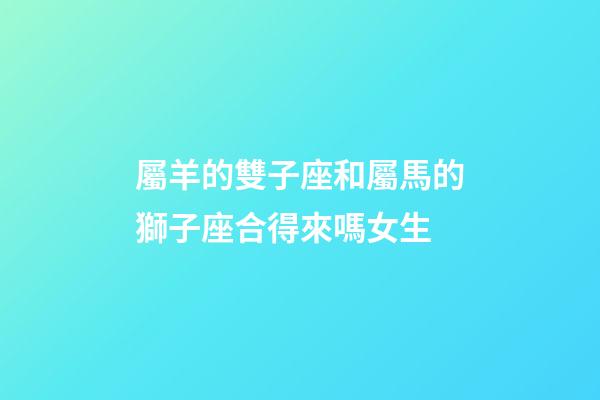 屬羊的雙子座和屬馬的獅子座合得來嗎女生-第1張-星座運勢-玄機派