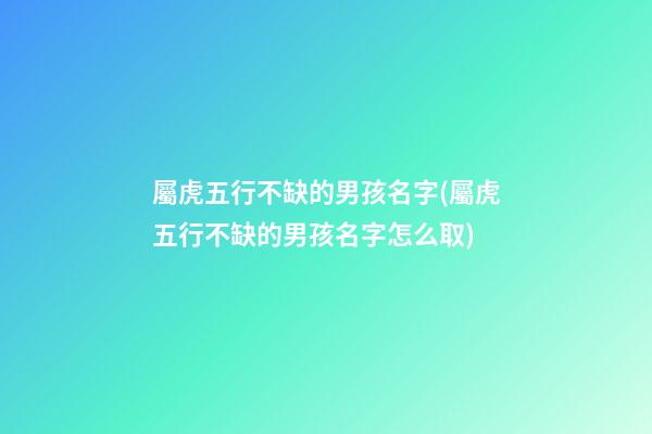 屬虎五行不缺的男孩名字(屬虎五行不缺的男孩名字怎么取)