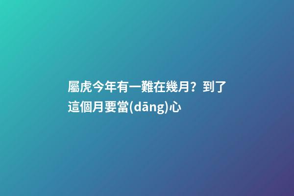 屬虎今年有一難在幾月？到了這個月要當(dāng)心