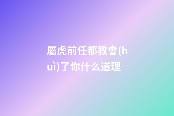 屬虎前任都教會(huì)了你什么道理