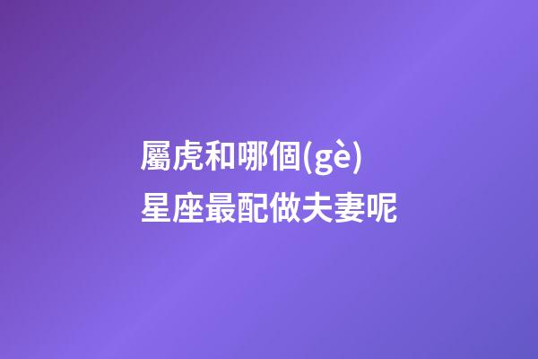 屬虎和哪個(gè)星座最配做夫妻呢