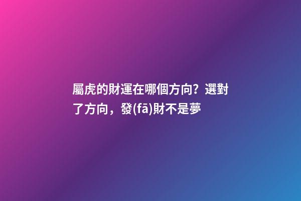 屬虎的財運在哪個方向？選對了方向，發(fā)財不是夢
