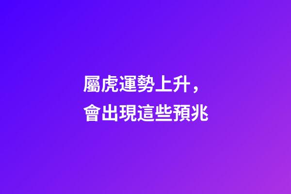 屬虎運勢上升，會出現這些預兆