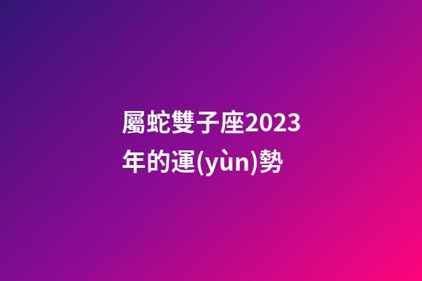 屬蛇雙子座2023年的運(yùn)勢