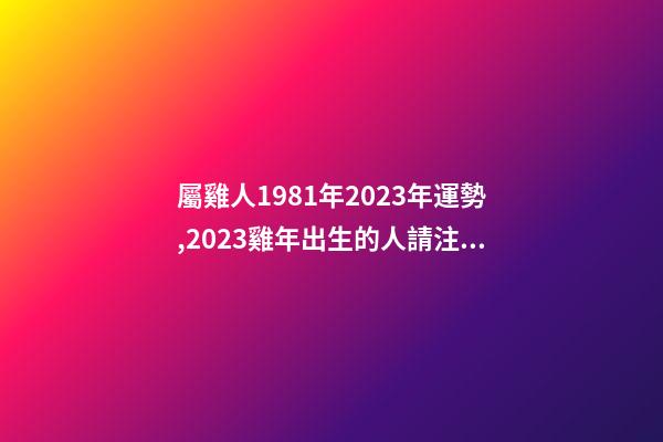 屬雞人1981年2023年運勢,2023雞年出生的人請注意!事業有機會-第1張-觀點-玄機派