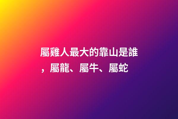 屬雞人最大的靠山是誰，屬龍、屬牛、屬蛇