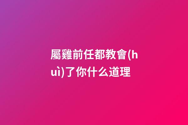 屬雞前任都教會(huì)了你什么道理