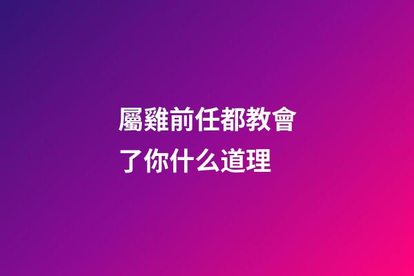 屬雞前任都教會了你什么道理