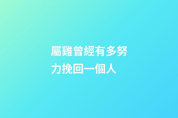 屬雞曾經有多努力挽回一個人