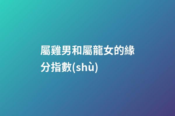 屬雞男和屬龍女的緣分指數(shù)