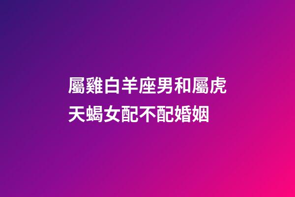 屬雞白羊座男和屬虎天蝎女配不配婚姻-第1張-星座運勢-玄機派