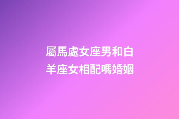 屬馬處女座男和白羊座女相配嗎婚姻-第1張-星座運勢-玄機派