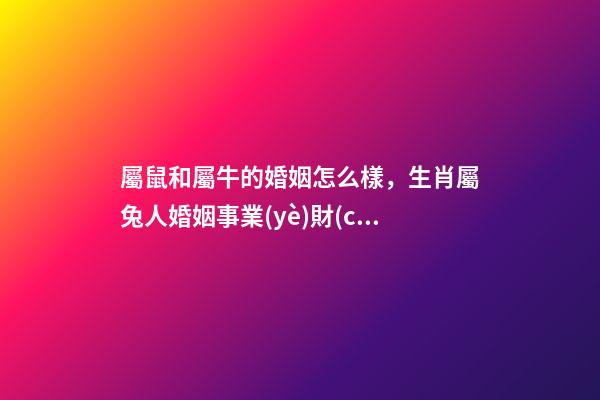 屬鼠和屬牛的婚姻怎么樣，生肖屬兔人婚姻事業(yè)財(cái)運(yùn)性格大全篇-第1張-觀點(diǎn)-玄機(jī)派