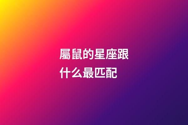 屬鼠的星座跟什么最匹配