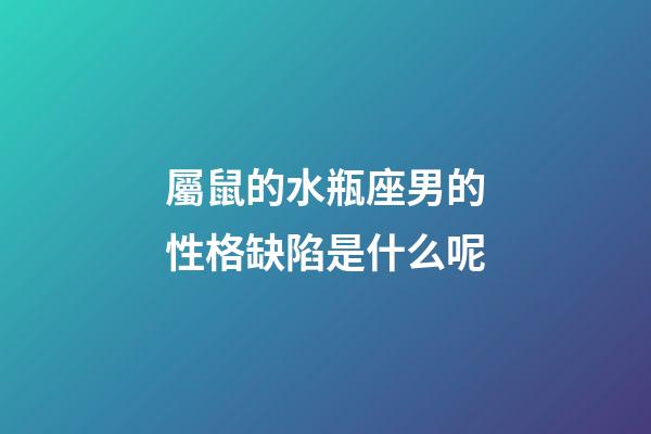 屬鼠的水瓶座男的性格缺陷是什么呢