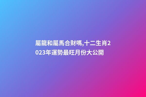 屬龍和屬馬合財嗎,十二生肖2023年運勢最旺月份大公開-第1張-觀點-玄機派