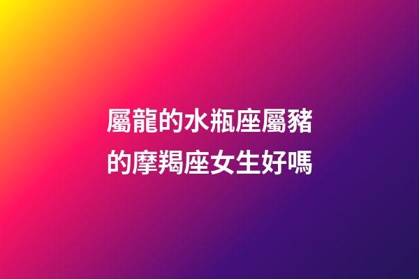 屬龍的水瓶座屬豬的摩羯座女生好嗎-第1張-星座運勢-玄機派
