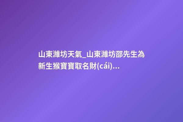 山東濰坊天氣_山東濰坊邵先生為新生猴寶寶取名財(cái)富型套餐-第1張-公司起名-玄機(jī)派