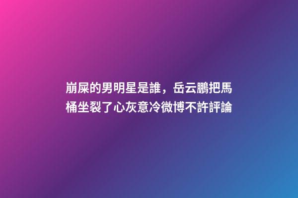 崩屎的男明星是誰，岳云鵬把馬桶坐裂了心灰意冷微博不許評論-第1張-觀點-玄機派