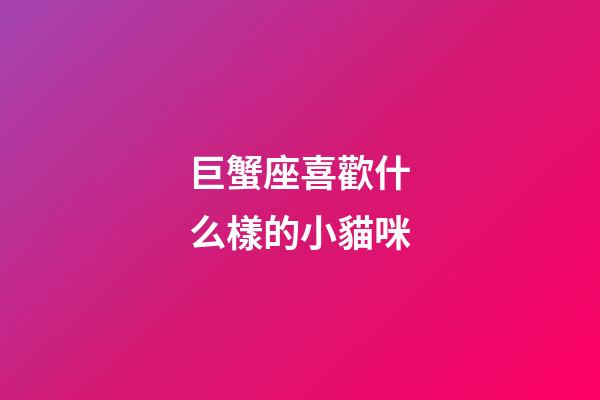 巨蟹座喜歡什么樣的小貓咪