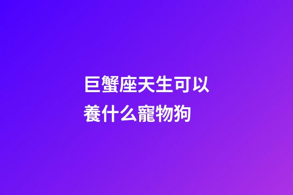 巨蟹座天生可以養什么寵物狗