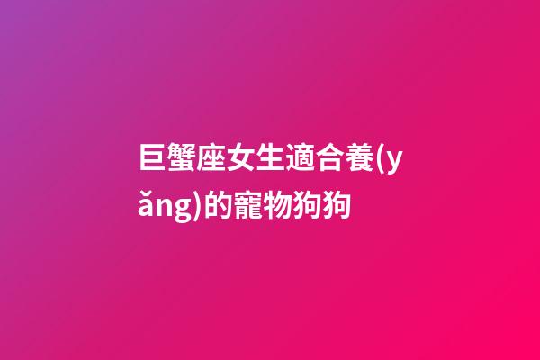 巨蟹座女生適合養(yǎng)的寵物狗狗-第1張-星座運勢-玄機派