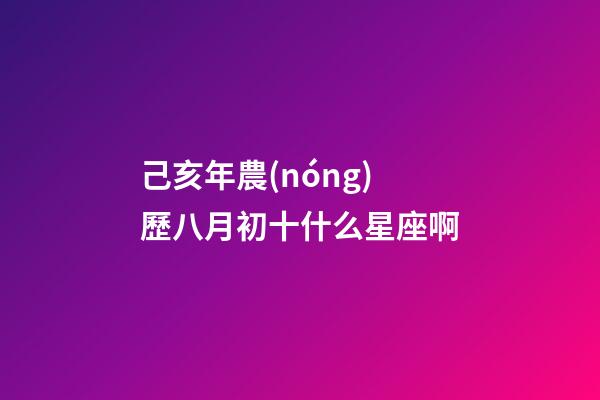 己亥年農(nóng)歷八月初十什么星座啊