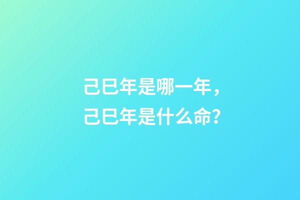 己巳年是哪一年，己巳年是什么命？