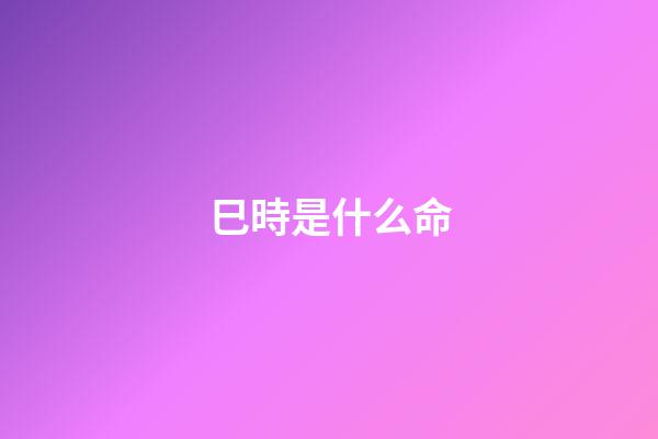 巳時是什么命