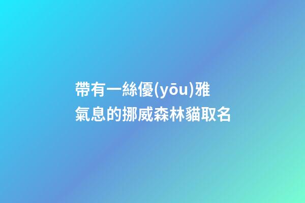 帶有一絲優(yōu)雅氣息的挪威森林貓取名