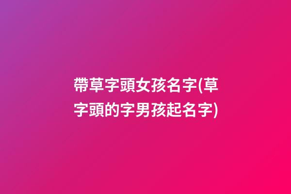 帶草字頭女孩名字(草字頭的字男孩起名字)