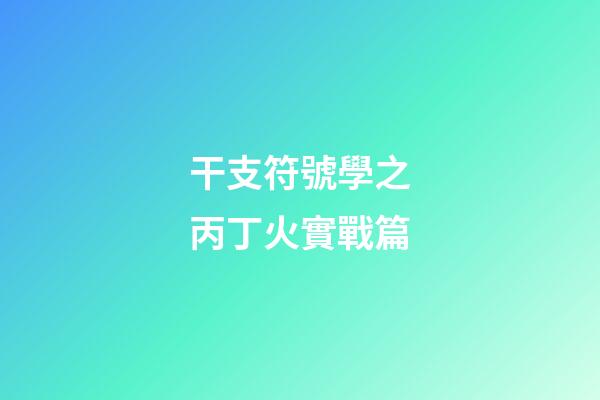 干支符號學之丙丁火實戰篇