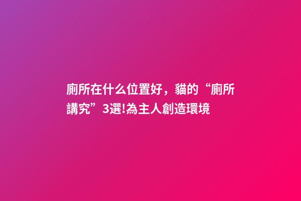 廁所在什么位置好，貓的“廁所講究”3選!為主人創造環境-第1張-觀點-玄機派