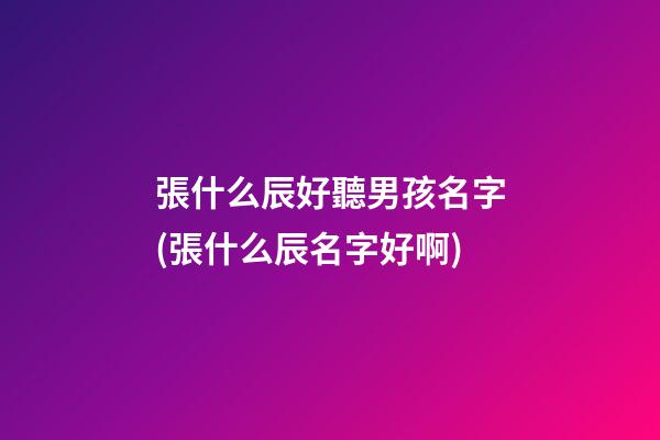張什么辰好聽男孩名字(張什么辰名字好啊)