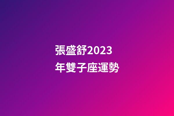 張盛舒2023年雙子座運勢
