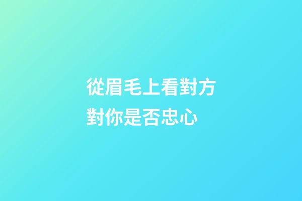 從眉毛上看對方對你是否忠心