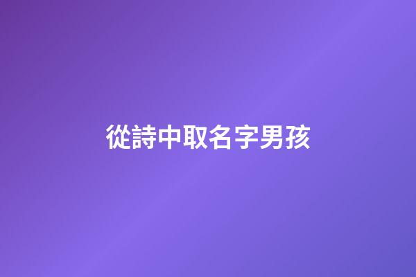 從詩中取名字男孩(從詩詞中取男孩名字)-第1張-男孩起名-玄機派